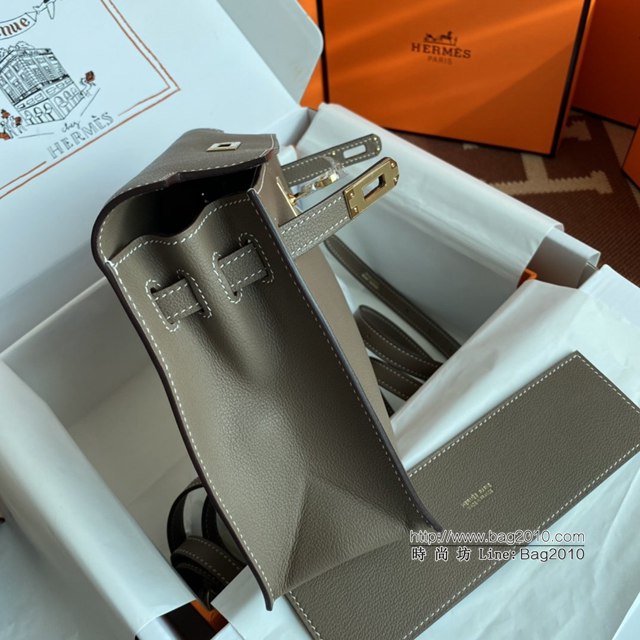 Hermes女包 愛馬仕Kelly DanSe包 大象灰金銀扣 evercolor皮 進口密蠟線全手工 Hermes跳舞包  tdh2202